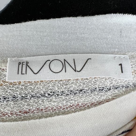 PERSONS Cherish Multicolor Stripe Drop Shoulder Long Sleeve Crew Sweater Medium - Picture 6 of 7